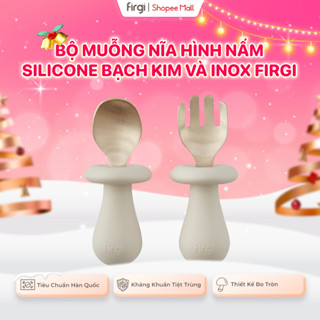  Bộ Muỗng Nĩa Ăn Dặm Silicone Và Inox Firgi Hàn Quốc Hình Nấm Bé Tự Chỉ Huy  Kèm Hộp Đựng  