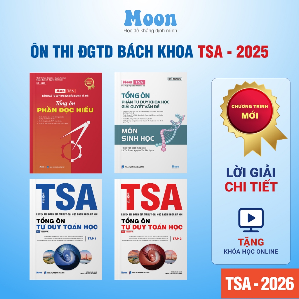 [ TSA 2026 ] Sách Đánh giá tư duy đại học Bách Khoa Hà Nội  Moonbook