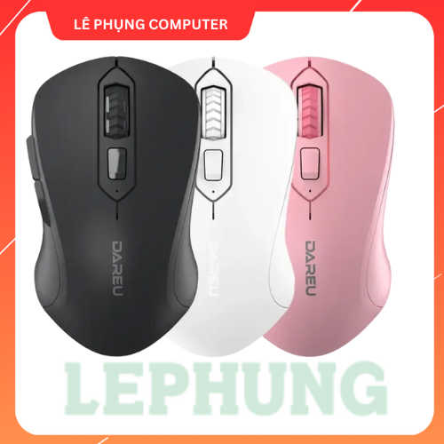 Chuột không dây Dareu và Bluetooth LM115B Bluetooth 5.0+Wireless 2.4GHz ,,LM115B TRẮNG, Hồng,Đen- Bả