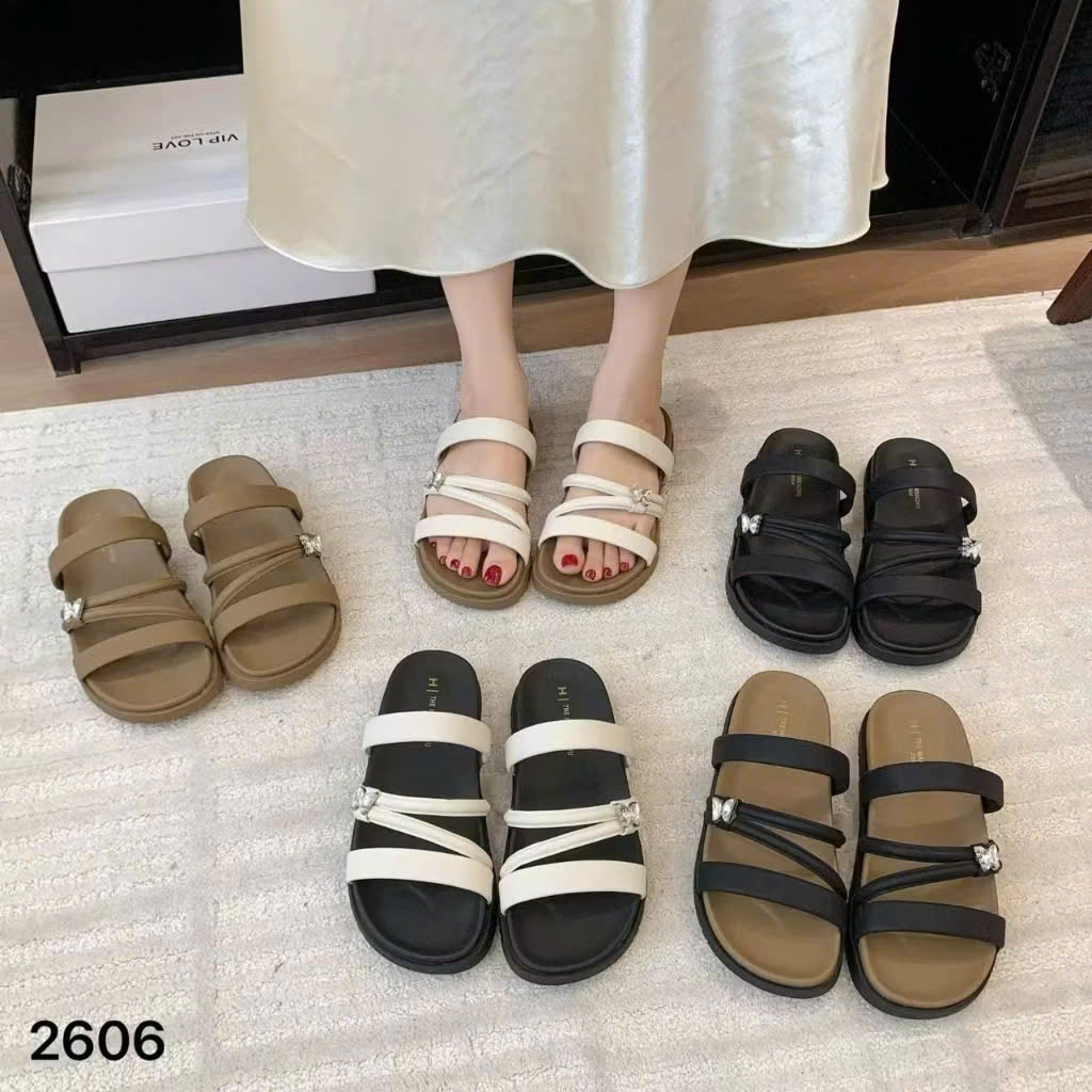 Dép nữ dây mảnh mix đá 2606 fulbox - HACHI SHOES