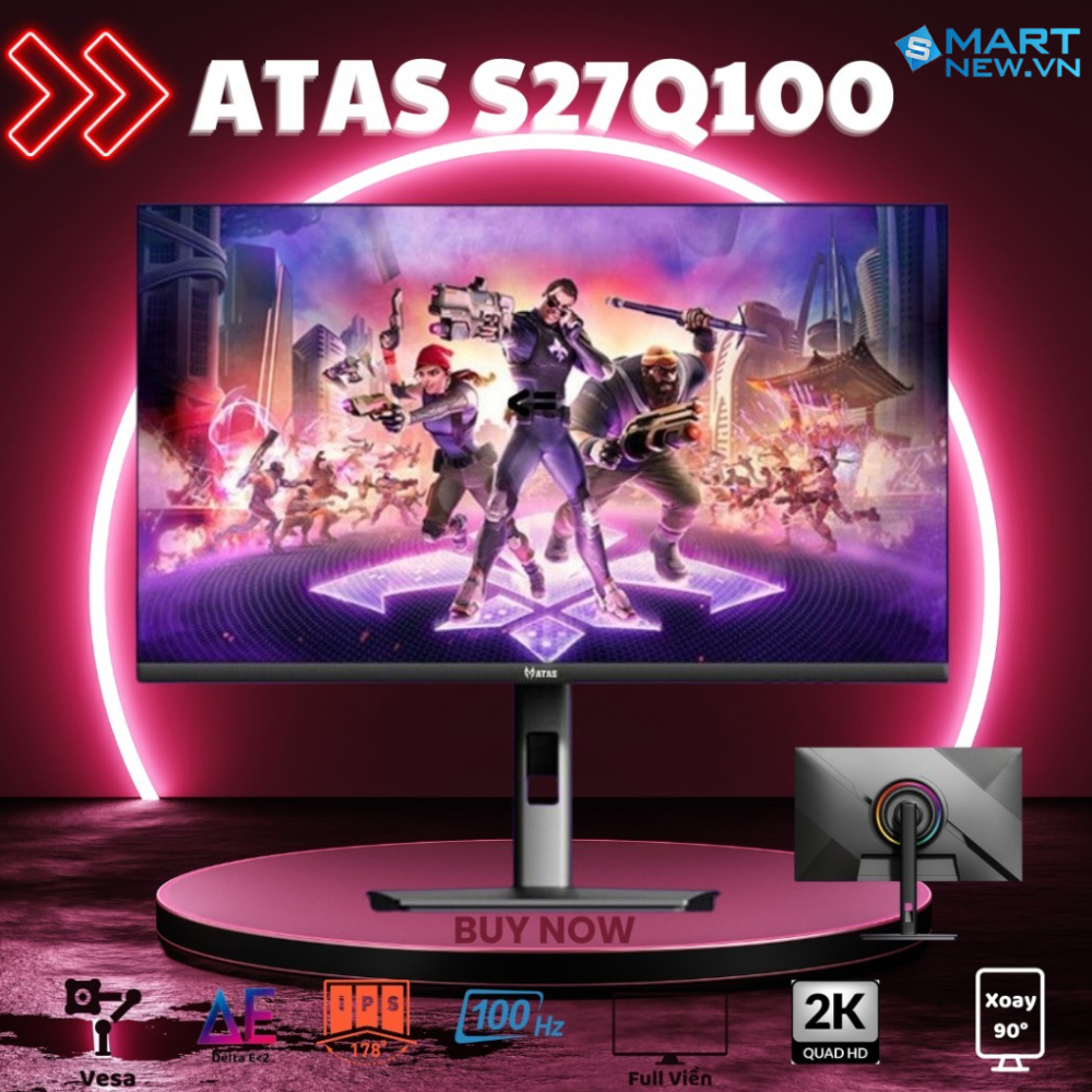 Màn hình máy tính 27 inch 2K ATAS 27 S27Q100 - Tần số quét 100HZ - Tấm nền IPS - Phản hồi 1ms - Chân