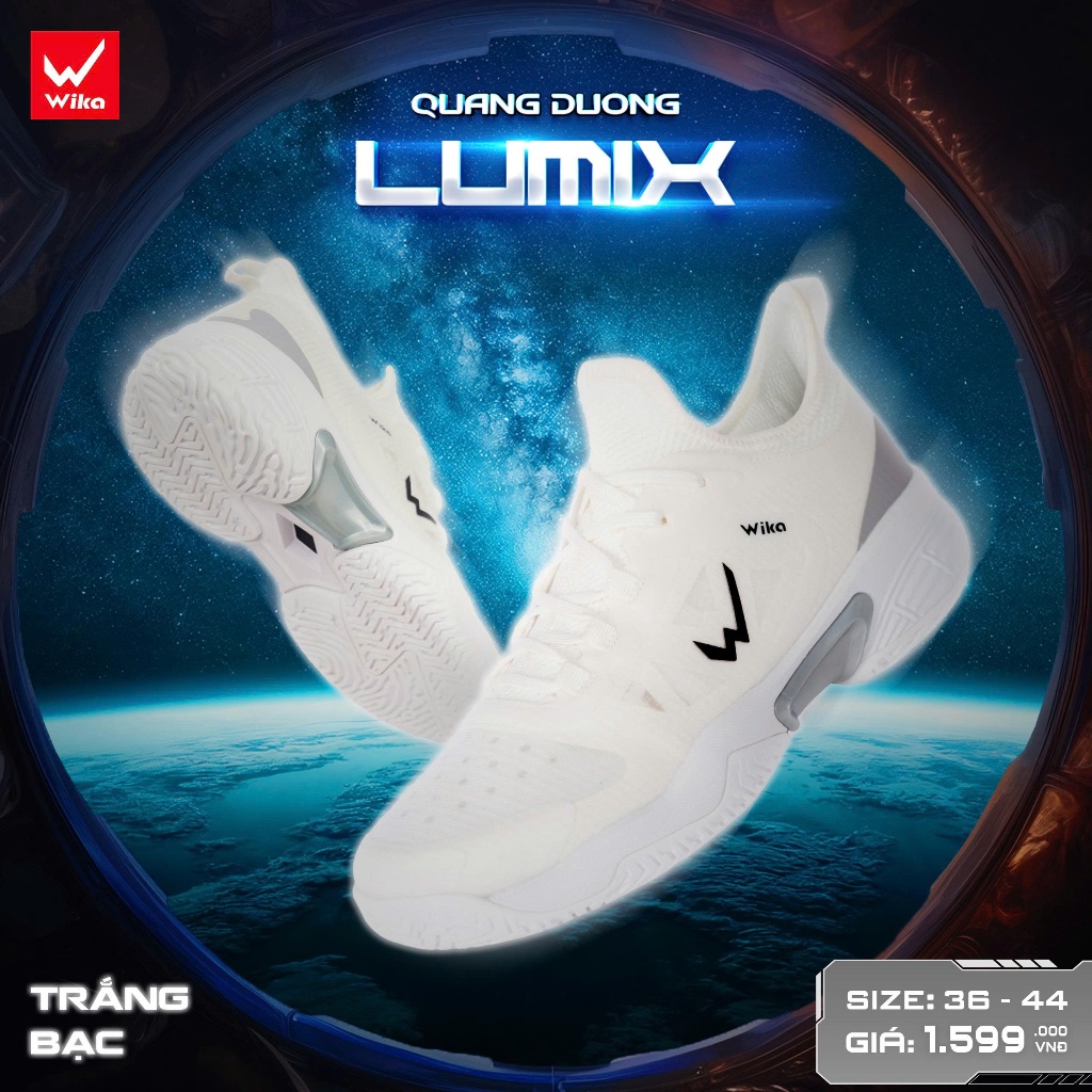 Giày Pickleball Wika Lumix x Quang Dương Đệm Wi-Cloud Êm Ái Chống Xoắn Hỗ Trợ Di Chuyển