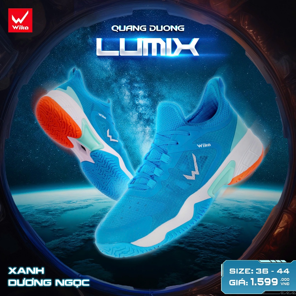 Giày Pickleball Wika Lumix x Quang Dương Đệm Wi-Cloud Êm Ái Chống Xoắn Hỗ Trợ Di Chuyển