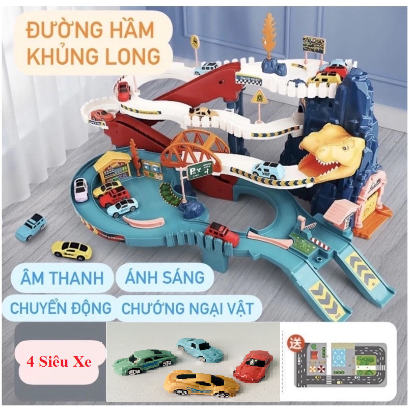  Hầm Khủng Long Đồ chơi đường hầm khủng long đường đua Hầm Sư Tử kèm Gara đường đua vũ trụ đường đua xe ô tô siêu xịn 
