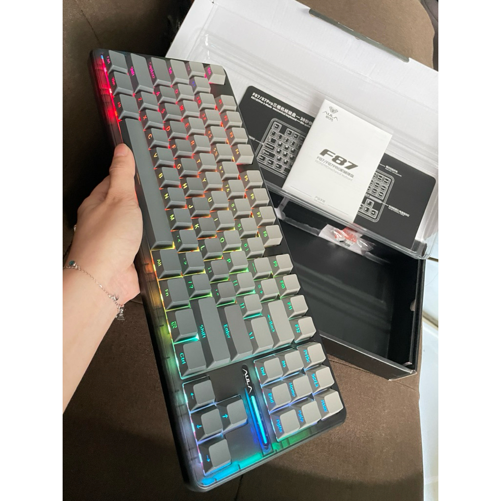 Bàn phím cơ không dây Aula F87 Pro - 3 Mode kết nối - Led RGB mạch xuôi có app
