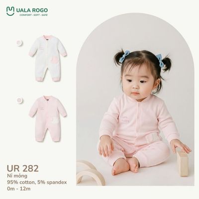 Bodysuit cho bé sơ sinh Ualarogo dài tay 0-12 tháng vải Cotton mỏng mềm mại cúc giữa UR 282