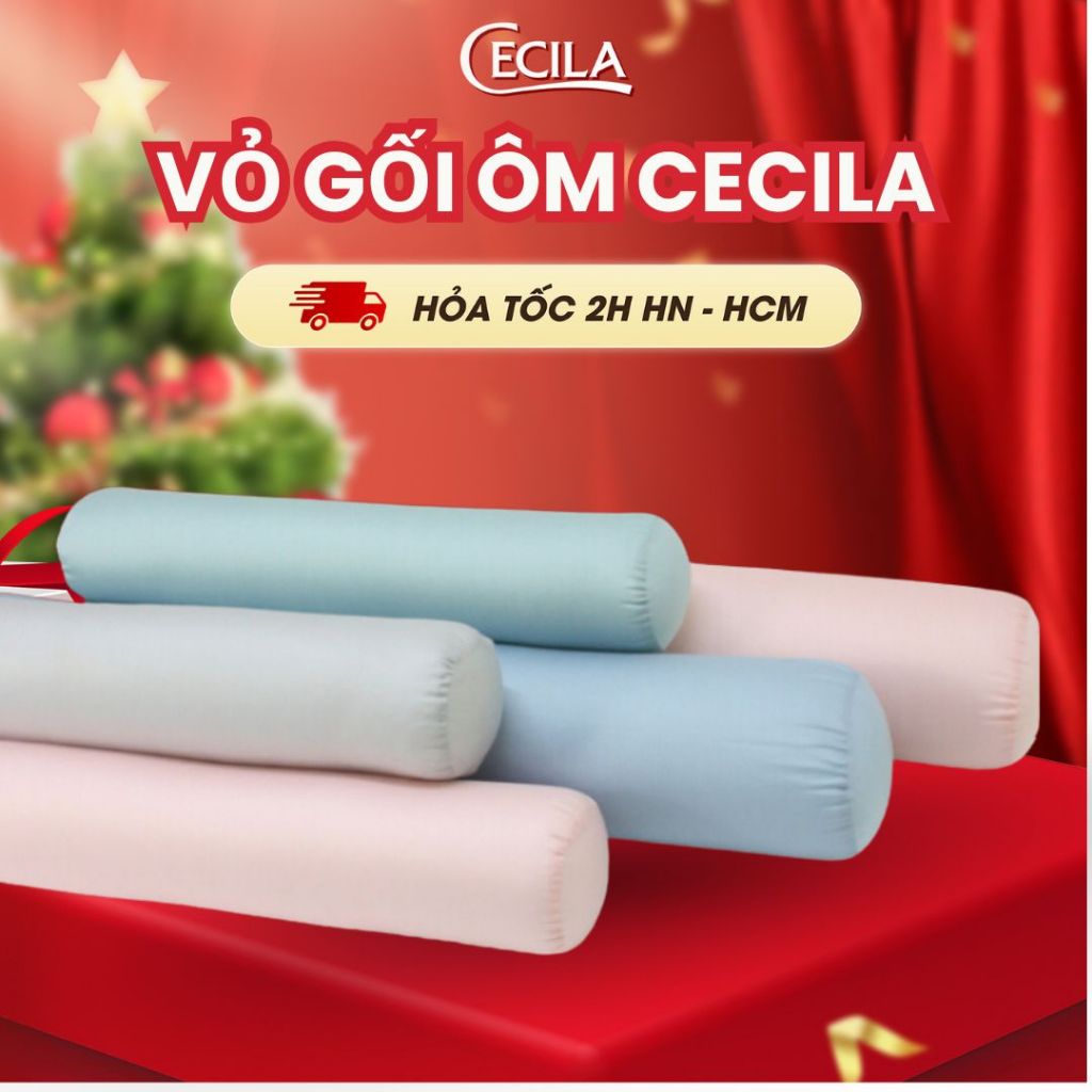 Vỏ Gối Ôm Cecila Cotton 100% nhiều màu, có khóa kéo, mềm mại, thoáng khí, kích thước 25x90cm