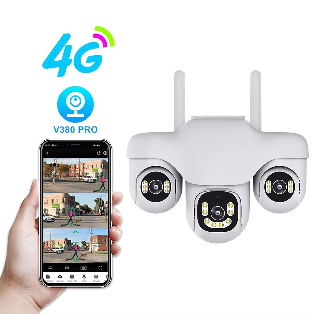 [ Chính hãng V380 ] Camera 2MP – FHD – 3 mắt – 4G – Trắng – Năng lượng