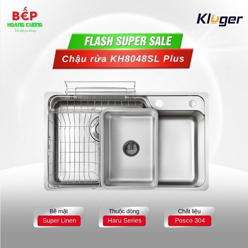 Chậu rửa chén Kluger KH8048SL Plus - Chậu Rửa Bát Âm Bàn Chống Ồn  tặng vòi rửa