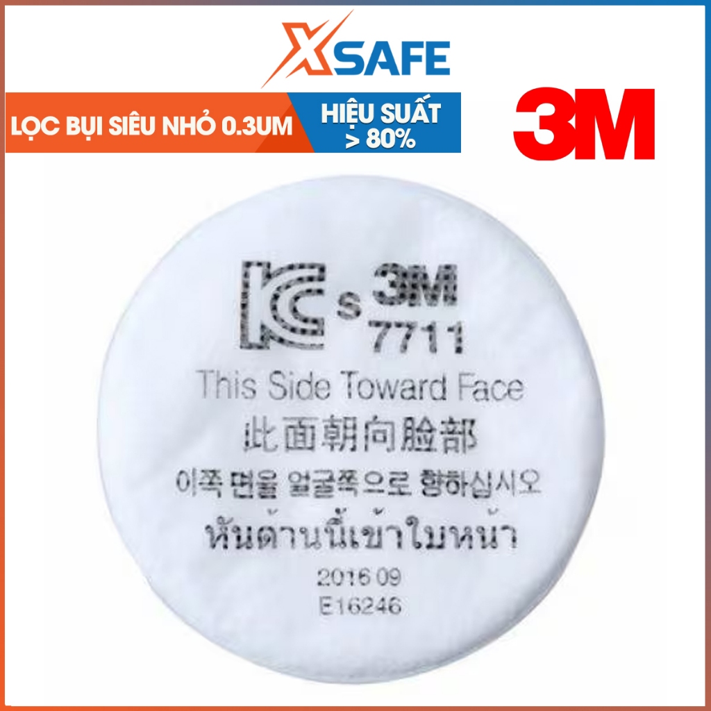 1 Tấm lọc bụi 3M 7711 lọc bụi siêu nhỏ đến 0,3um, dùng cho mặt nạ phòng độc 3M 3200 - chính hãng 3M