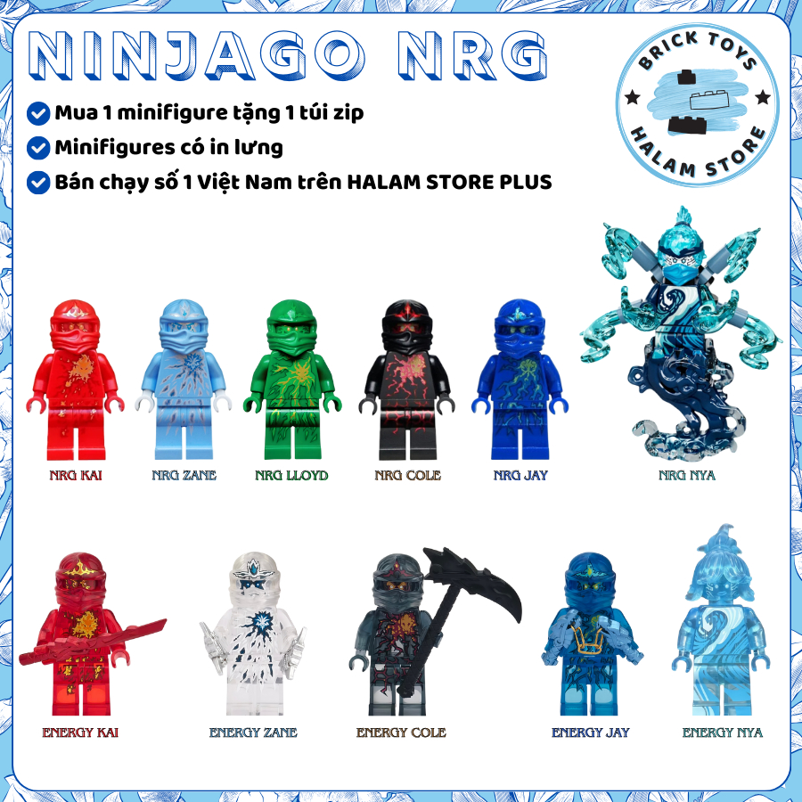 [HÀNG MỚI] Đồ chơi mô hình nhân vật mini Ninjago NRG Năng Lượng Tiềm Ẩn có bản trong suốt