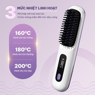 Lược điện chải tóc không dây ion âm chăm sóc tóc mềm mượt, gỡ rối suôn mượt tạo kiểu dễ dàng