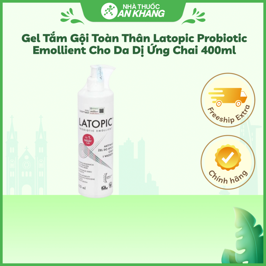 Gel tắm gội toàn thân Latopic Probiotic Emollient cho da dị ứng chai 400ml