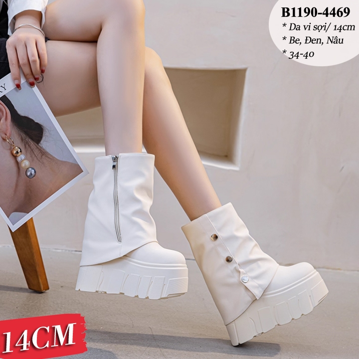 Bốt Da Dành Cho Nữ Có Áo Phủ Tăng Chiều Cao
