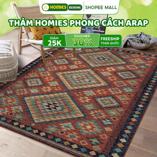  Thảm Trải Sàn Bali HOMIES Bedding & Décor Hoạ Tiết Thổ Cẩm Vintage Sợi Nỉ Cao Cấp Đế Cao Su 
