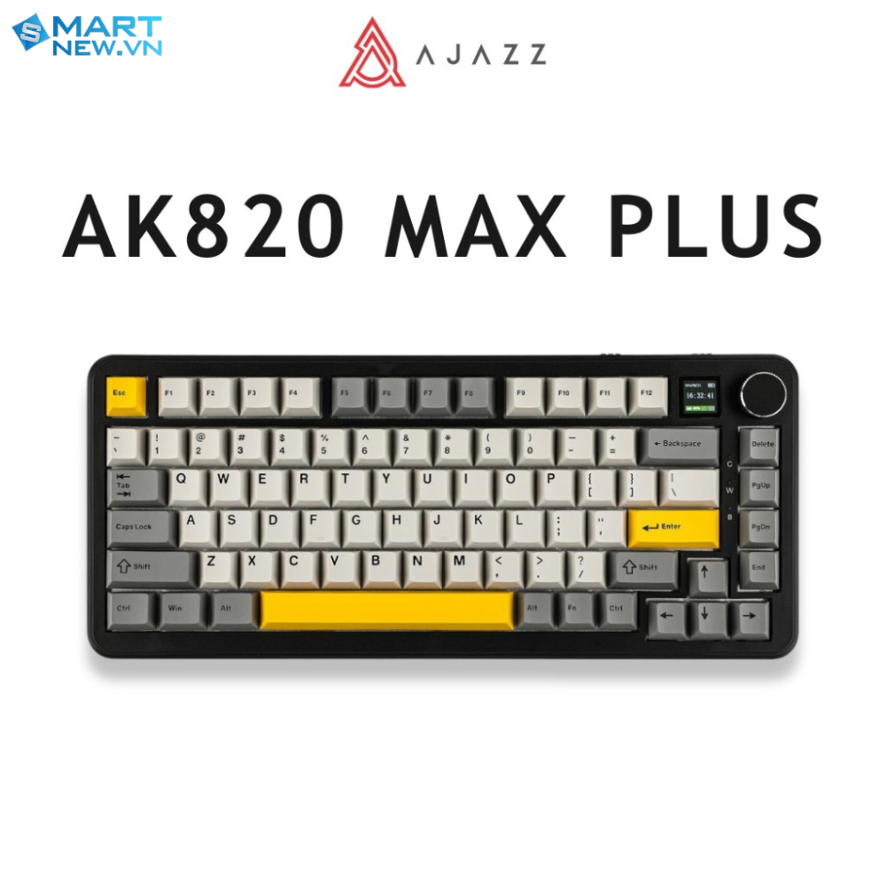 Bàn phím cơ không dây AJAZZ AK820 MAX PLUS - 3 mode kết nối - Led RGB - Màn hình TFT - Pin 8000mAh
