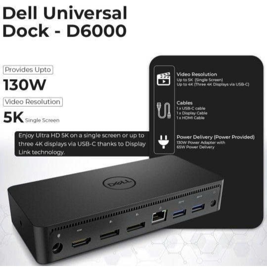 [ Rẻ vô địch ] Dock Dell D6000 - Dock Displaylink D6000 mở rộng 3 màn 4k 60hz cho các dòng Laptop ch