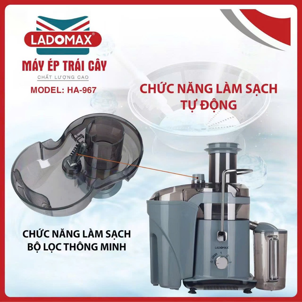 Máy ép nhanh cho quán Ladomax HA-967 công suất 1180W - làm sạch tự động  Motor đồng ép kiệt bã