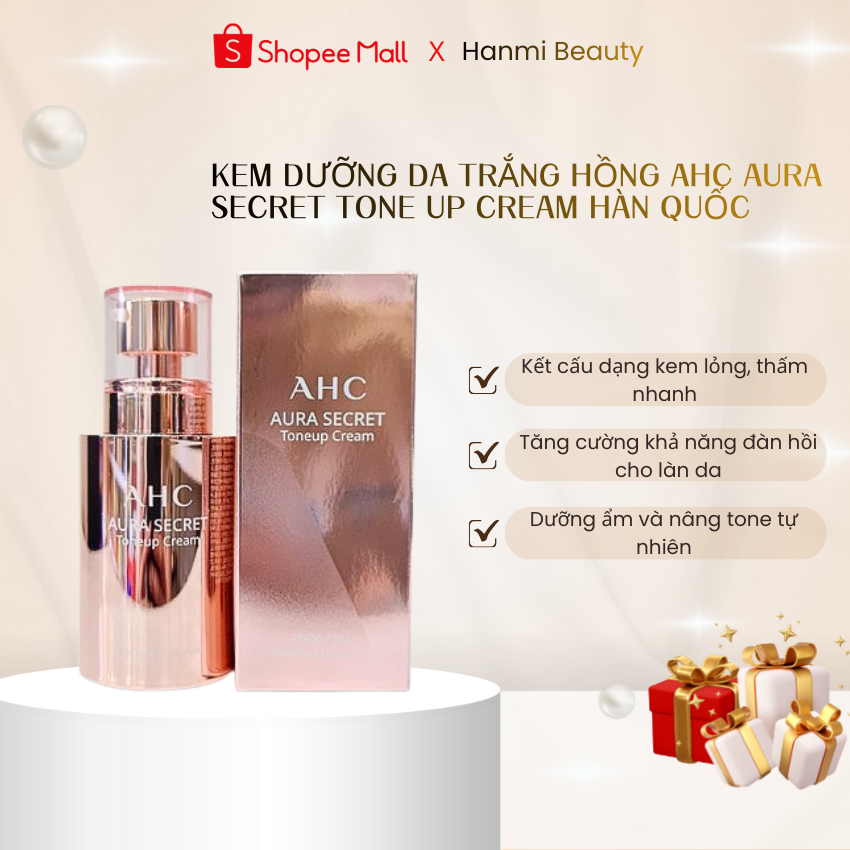 Kem Dưỡng Da Trắng Hồng AHC Aura Secret Tone Up Cream GC Hàn Quốc, Hộp 50mL Giúp Dưỡng Ẩm Nâng Tone