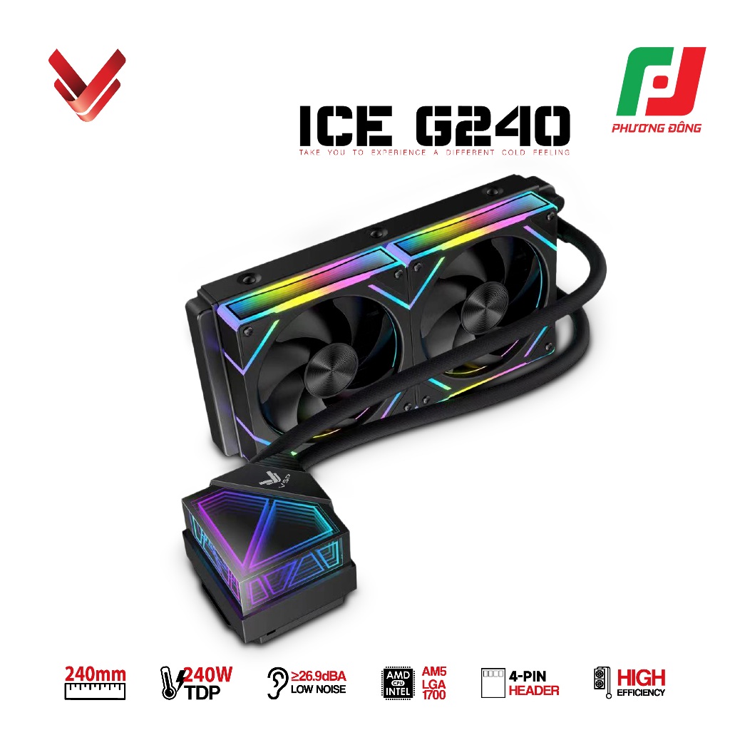 Tản nhiệt nước AIO VSP ICE G240 Đen/ Trắng - tản nhiệt CPU 240mm Led ARGB CHÍNH HÃNG
