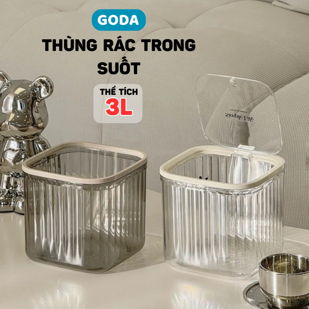 Thùng Rác Mini Có Nắp Bật Để Bàn Văn Phòng Goda, Thùng Đựng Rác Chất Liệu Nhựa Cao Cấp Kiểu Dáng Hiện Đại