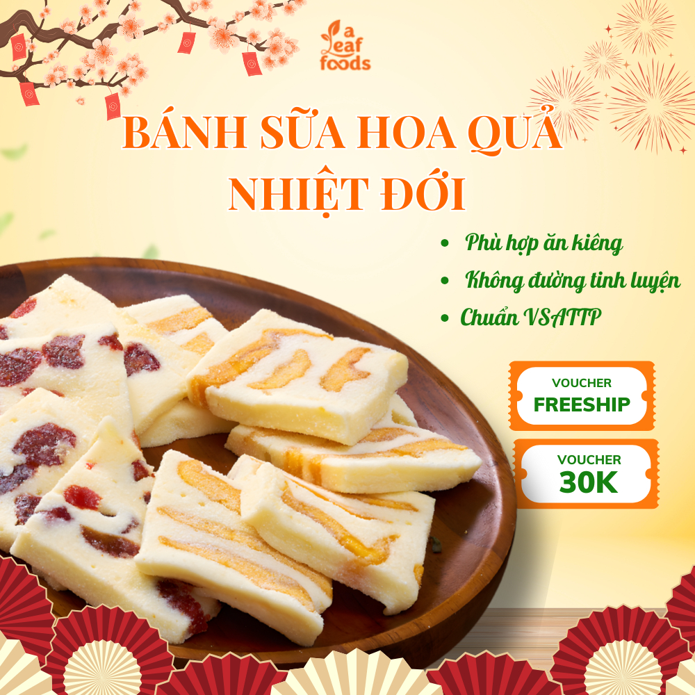 Bánh sữa hoa quả nhiệt đới Baker Baking ít đường, thơm sữa ăn vặt Healthy  Bánh kẹo tết A Leaf Foods
