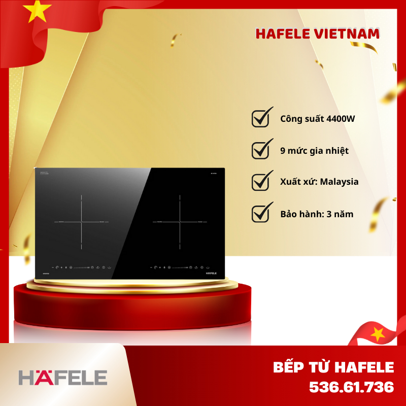 Bếp Từ 2 Vùng Nấu Hafele HC-I3732A 536.61.736 – 4000W – Mặt Kính Schott Ceran Cao Cấp – FEM