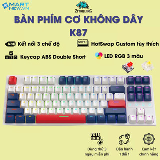  Bàn phím cơ K87 Ziyou - Hotswap - LED RGB - Red switch - 3mode - Foam tiêu âm 