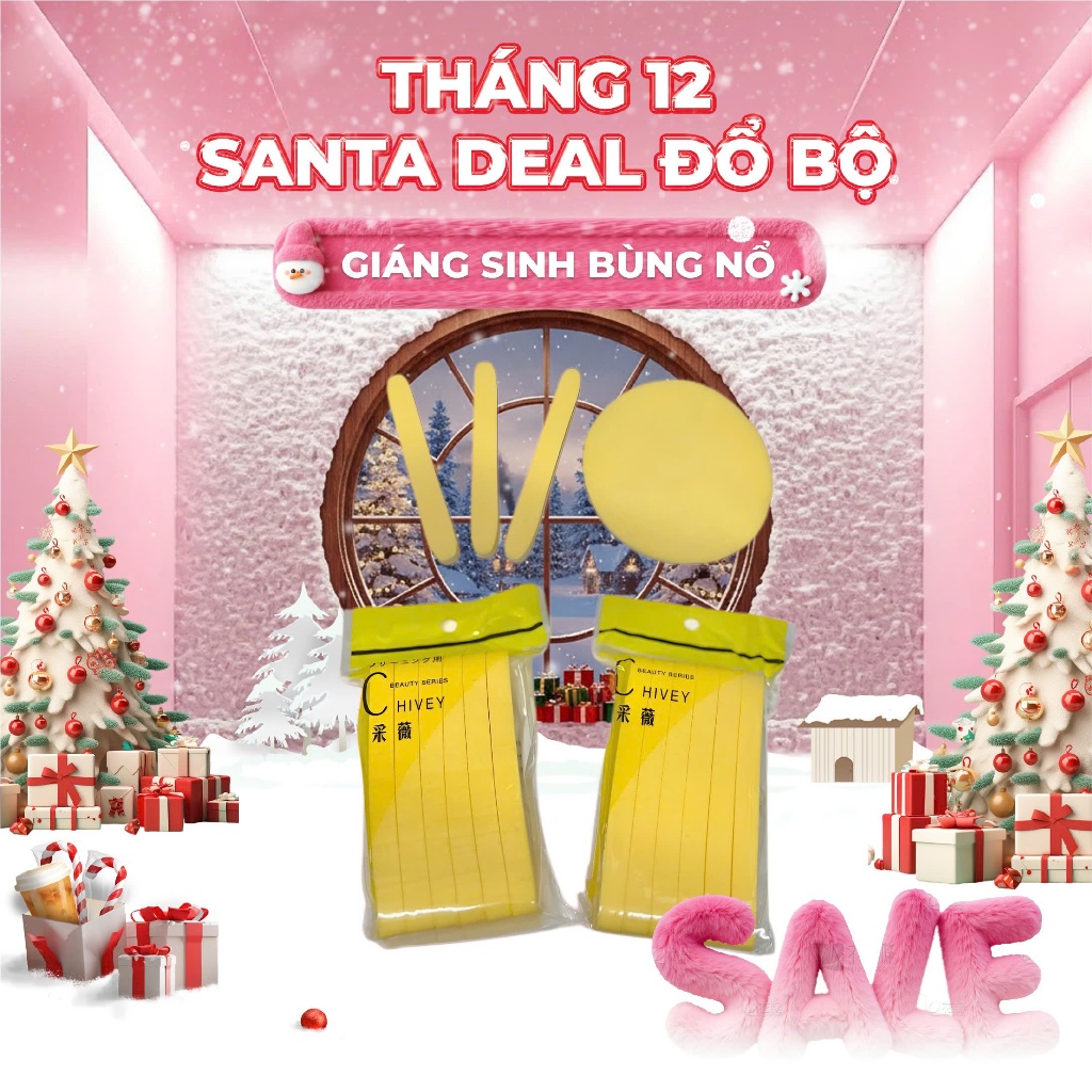 Bông Mút Rửa Mặt Bọt Biển Chivey 12 Miếng