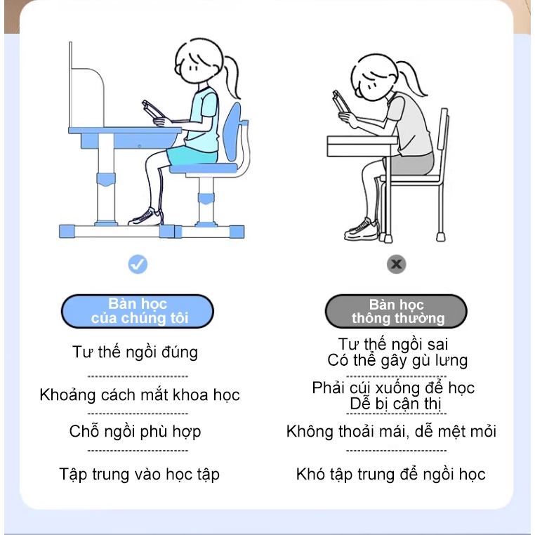 ALOVE Bộ bàn học chống gù bàn làm việc cho bé Thiết kế chắc chắn, nâng hạ dễ dàng ngồi đúng tư thế | BigBuy360 - bigbuy360.vn