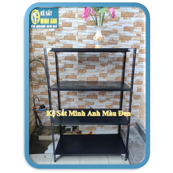 Kệ Sắt V Lỗ Minh Anh Màu Đen – Kệ Đa Năng Chịu Lực Cao, Lắp Ráp Dễ Dàng