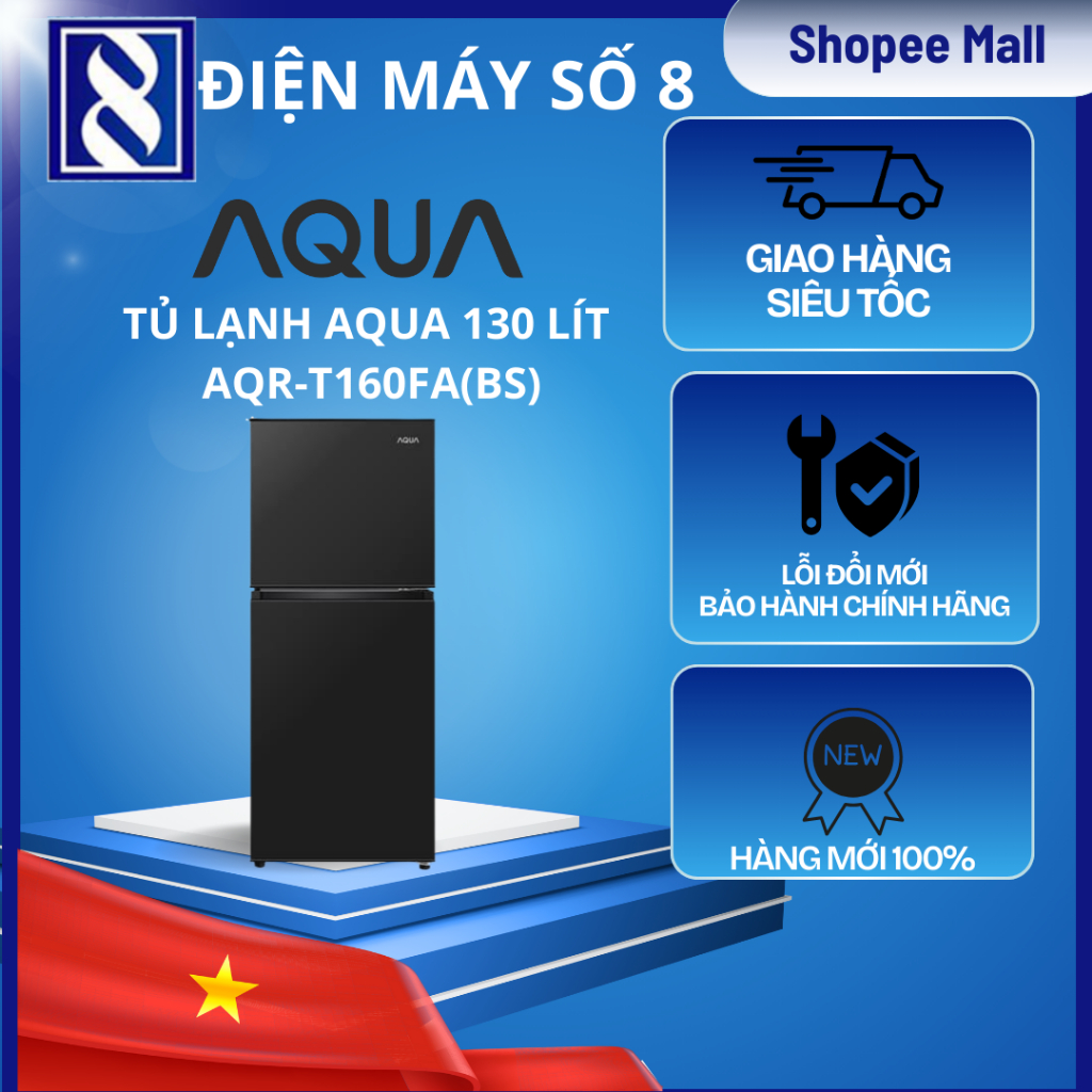 Điện Máy Số 8 | AQR-T160FA(BS) | Tủ lạnh Aqua 130 lít AQR-T160FA(BS) - Chính Hãng