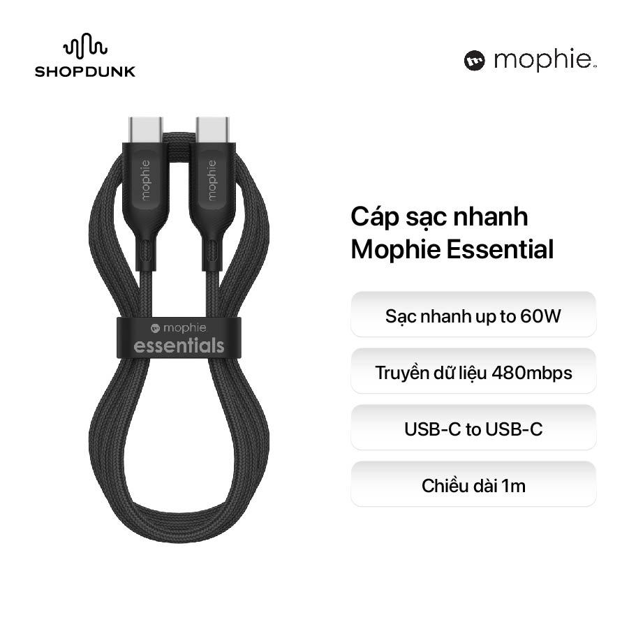 Cáp sạc nhanh USB-C to USB-C Mophie Essential 60W 1m