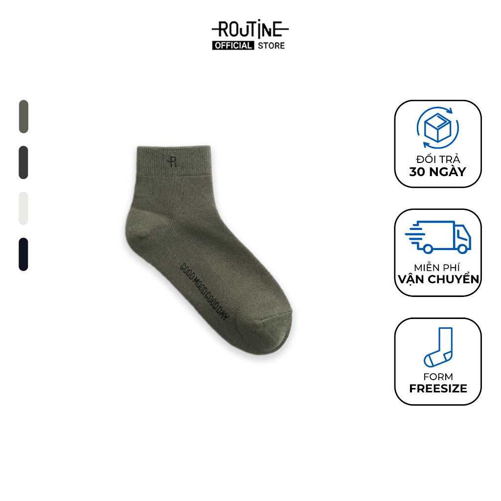 Vớ Ngắn "GOOD MOOD GOOD DAY" Vải Cotton Trơn Freesize - Routine 10S25SOC002