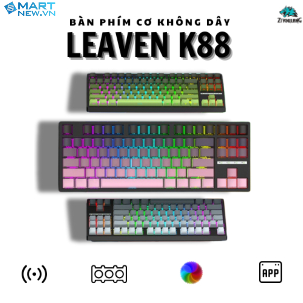 Bàn phím cơ không dây Leaven K88 - 3 mode kết nối - Led RGB - Full foam - Hỗ trợ app tùy chỉnh