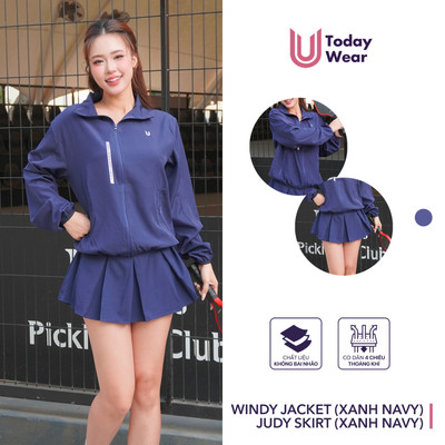 [DEAL MỞ BÁN] Set đồ bộ thể thao áo gió Windy jacket phối chân váy Judy skirt xanh navy Today U Wear