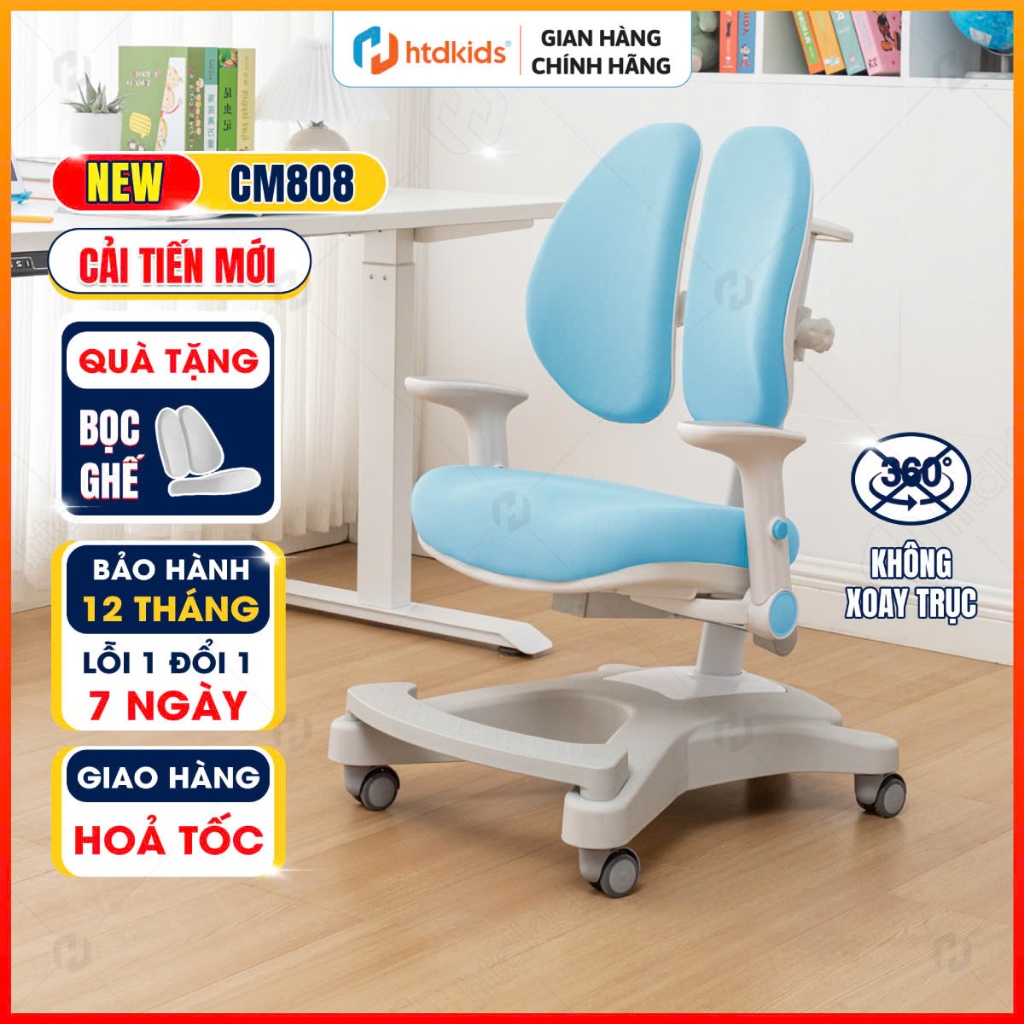 Ghế ngồi học HTDkids CM808 chống gù lưng bảo vệ cột sống, Ghế học sinh thông minh chống gù chống cận