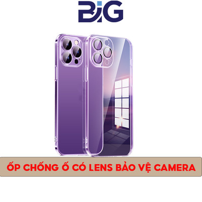 Ốp Lưng Trong Suốt Có Cường Lực Bảo Vệ Ống Camera Chống Sốc Viền Dẻo Cho IP 12-13-14-15-16-Chống Sốc