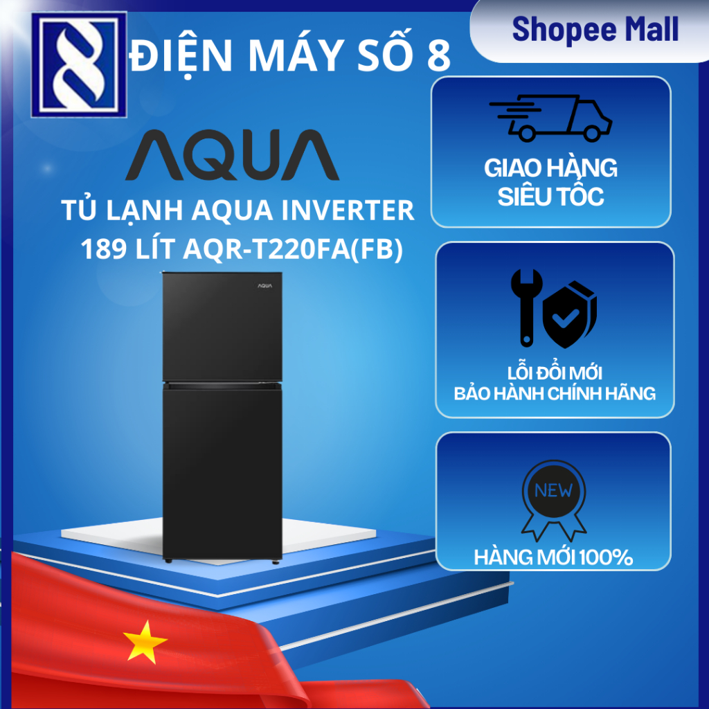 Điện Máy Số 8 | AQR-T220FA(FB) | Tủ lạnh Aqua Inverter 189 lít AQR-T220FA(FB) - Chính Hãng