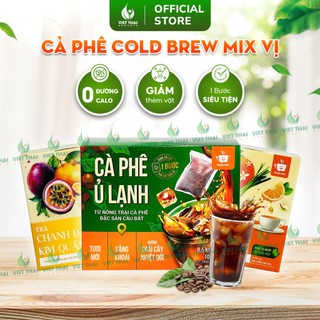   MỚI  Cà Phê Ủ Lạnh -Cafe Cold Brew Mix Vị Ít Đắng Nguyên Chất Cam Sả Kim Quất Giảm Thèm Vặt Túi Lọc 