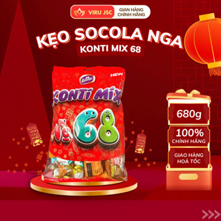   KẸO NGA  Kẹo Socola KONTI Nga Mix 8 Vị Socola Ngon Ăn Vặt Bánh Kẹo Tết Túi 680g 