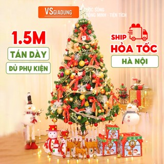  Cây thông noel 1.5M đủ phụ kiện trang trí mẫu mới 2025 tán dày có đèn LED  - VS377 