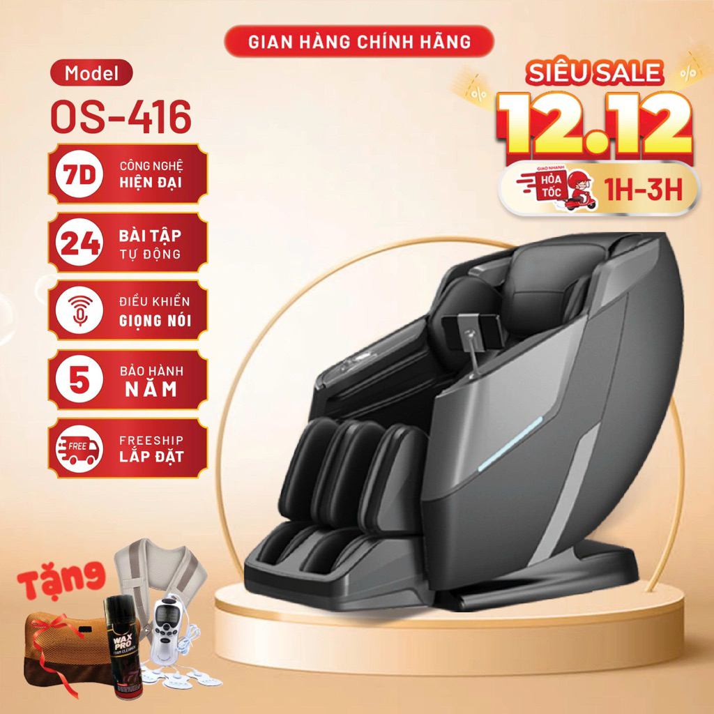 Ghế Massage toàn thân OS - 416 công nghệ massage 7D, con lăn di chuyển toàn thân