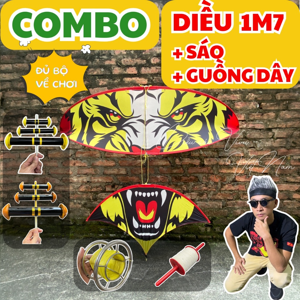 Combo diều sáo Vivu 1m7 – Sáo 3 quả + Dây