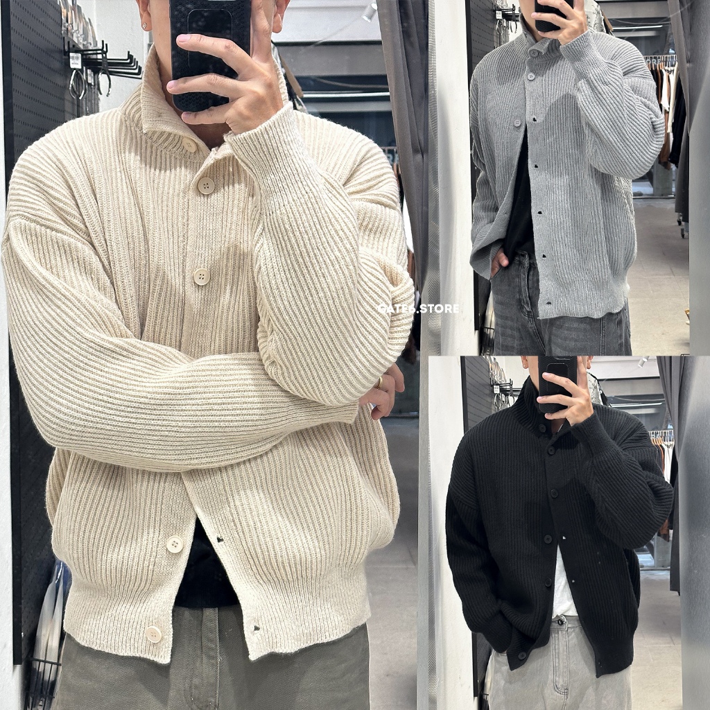 Áo khoác len HL cổ đứng, khoác cardigan sợi dệt thừng 4113 - GATE6 - 5507