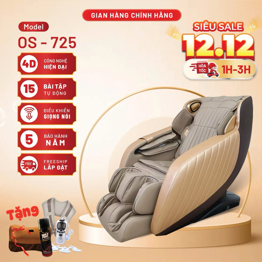 Ghế massage toàn thân 4D OS - 725 điều kiển giọng nói tiếng việt