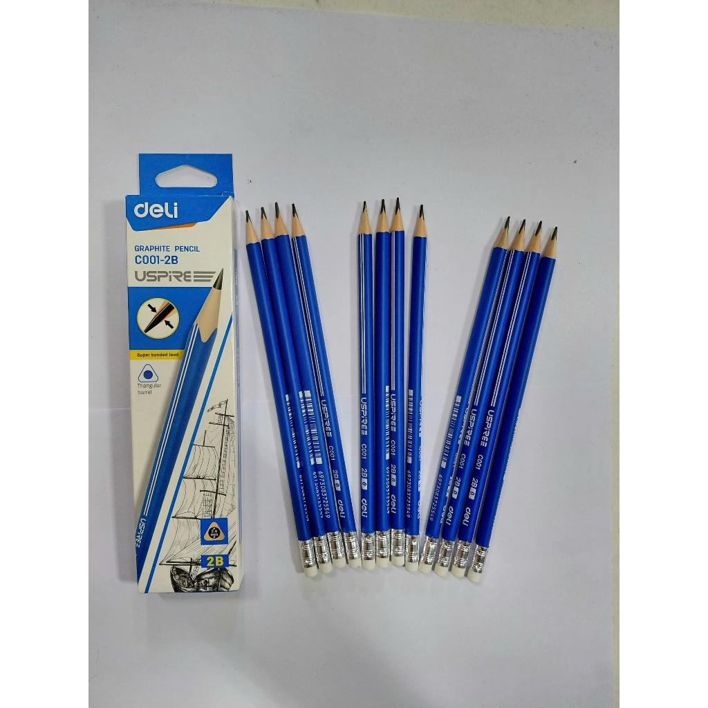 Hộp 12 Cây Chì Gỗ 2B Deli USPIREE C001-2B