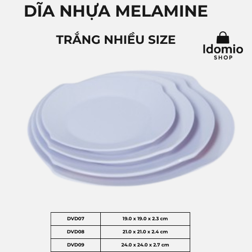 Dĩa Nhựa Melamine Vuông Màu Trắng