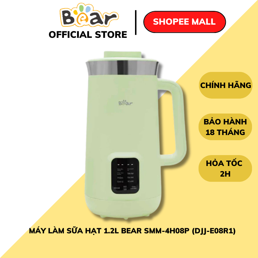 Máy Làm Sữa Hạt Đa Năng Bear SMM-4H08P (DJJ-E08R1),Dung Tích 1.2L, 8 Chế Độ Nấu, Xay Sinh Tố, Giữ Ấm