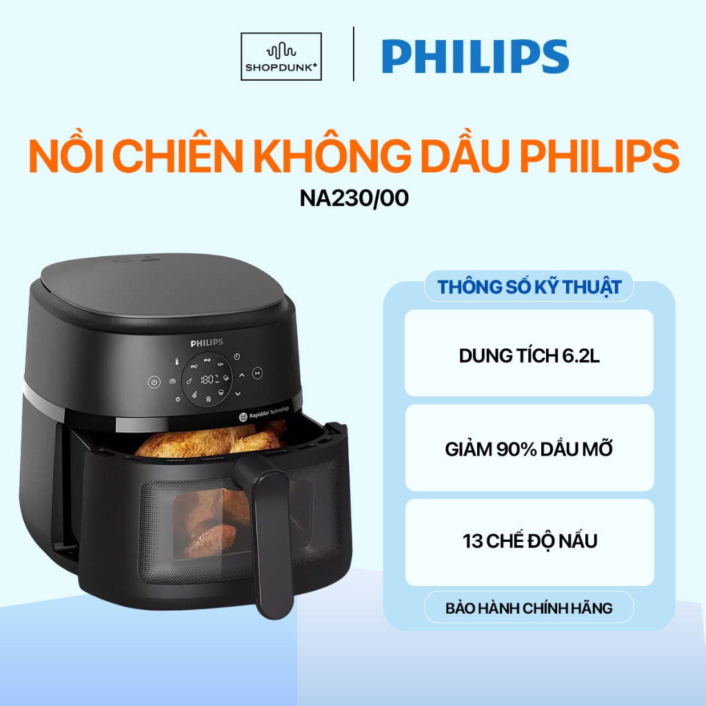 Nồi Chiên Không Dầu 6.2L Philips NA230/00 Chính Hãng